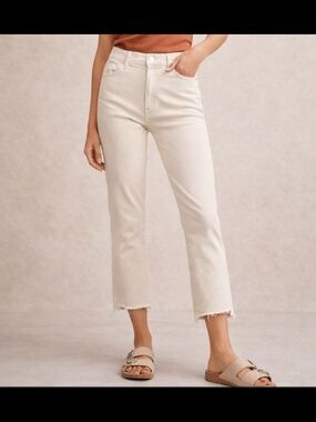 MOTHER Insider Crop Step Fray Jeans – Toasted Ivory | Size 27